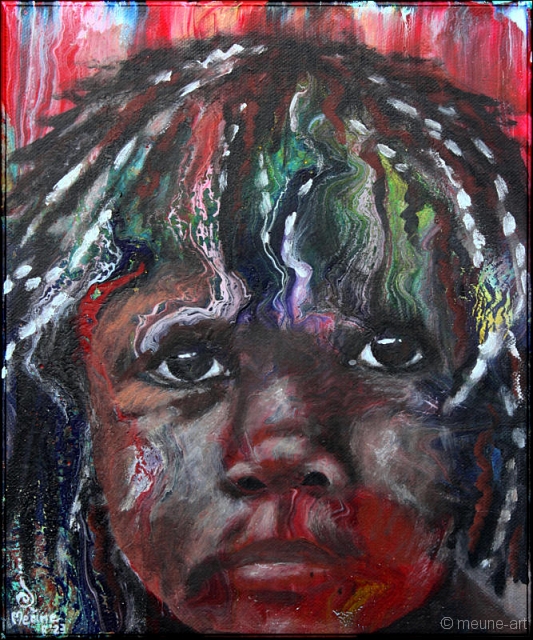 Aboriginal Girl Acryl Misch-Fließtechnik auf Leinwand; 25 x 30 cm